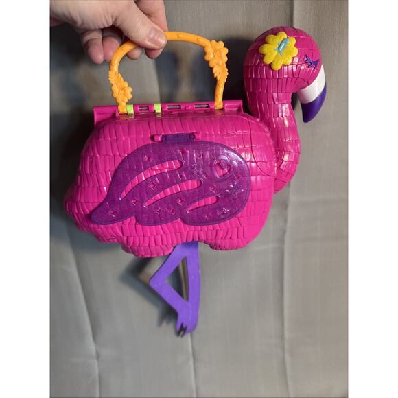 Polly Pocket Large Flamingo Party Portable Playset Pink **NOT Complete A S IS*** - Picture 6 of 7